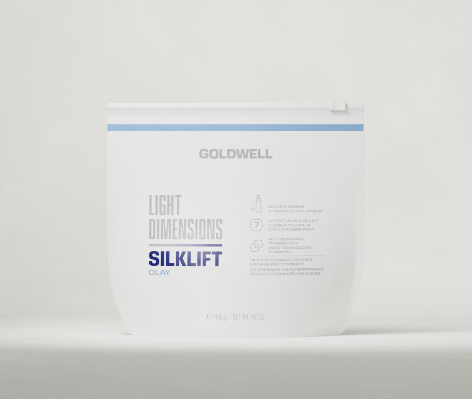 Goldwell product photo: the SilkLift Clay pouch, a freehand lightener from LightDimensions