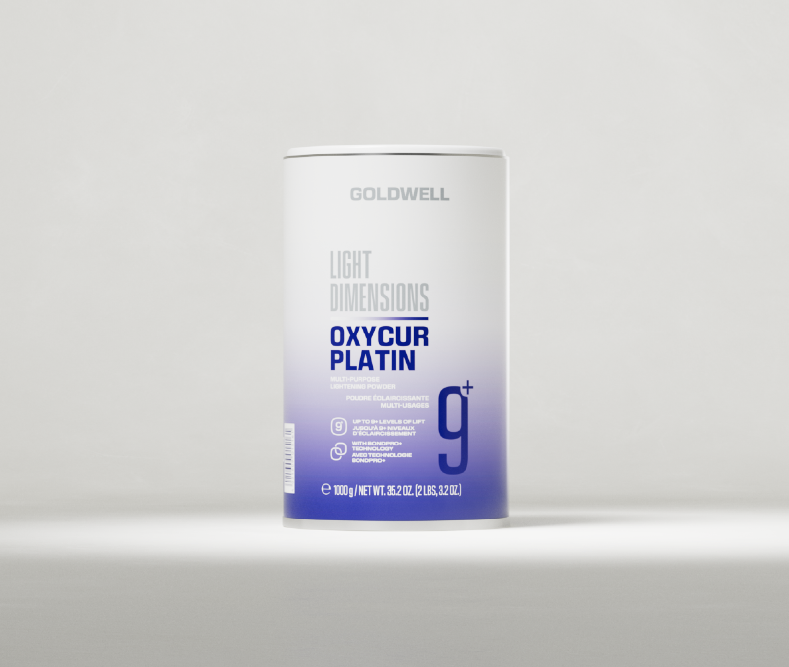 Goldwell product photo: a tub of Oxycur Platin powder lightener from LightDimensions